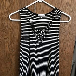 Striped black and white tank